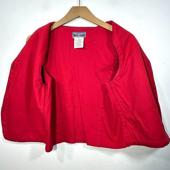 Erika Classics Wool Blend Vest Womens Sz L Metal Button Red Floral Embroidery - Picture 2 of 11